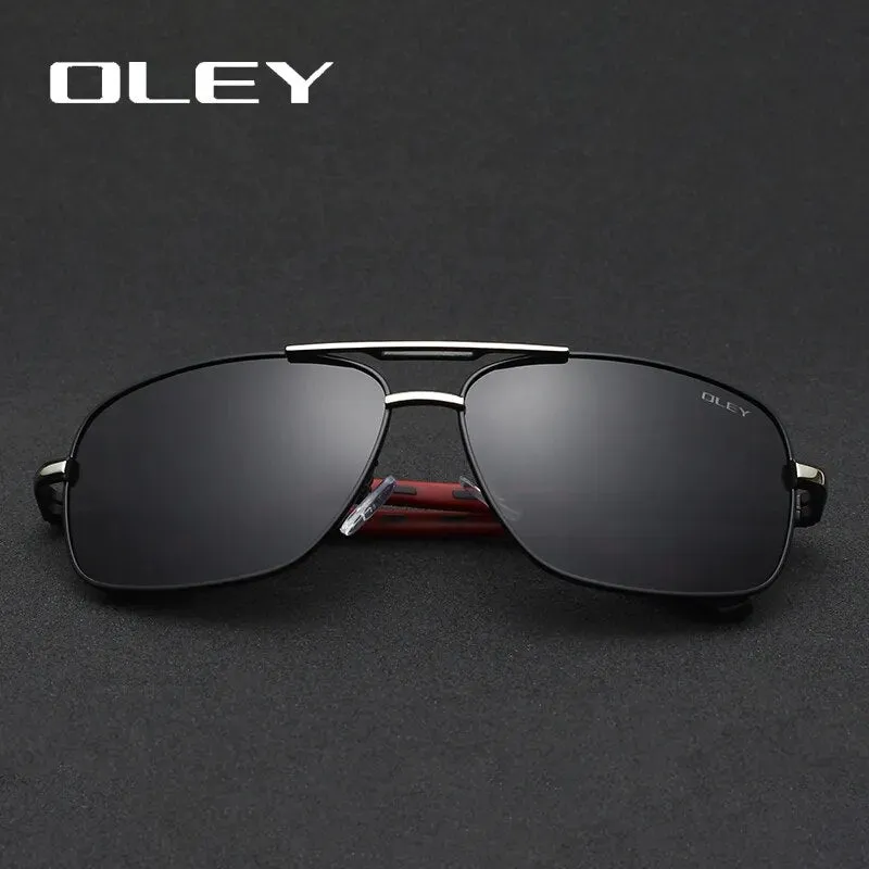 Oley Men's Full Rim Oval Aluminum Magnesium Polarized Sunglasses Y8724