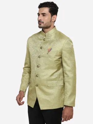 Olive Green & Golden Jodhpuri Suit | JadeBlue