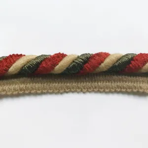 Olive Green and Red High Quality Decorative Lip Cord Trim by the yard