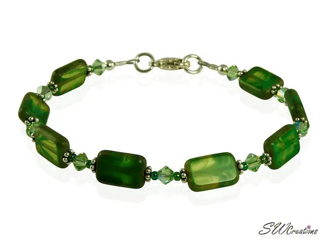 Olive Green Czech Window Bracelet Set