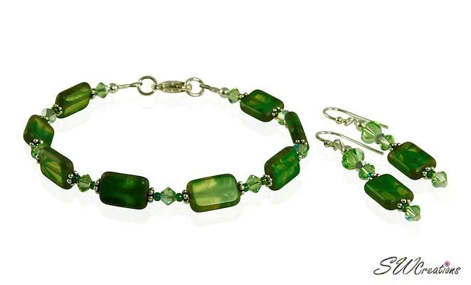 Olive Green Czech Window Bracelet Set