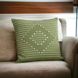 Olive Green Embroidered Cushion Cover