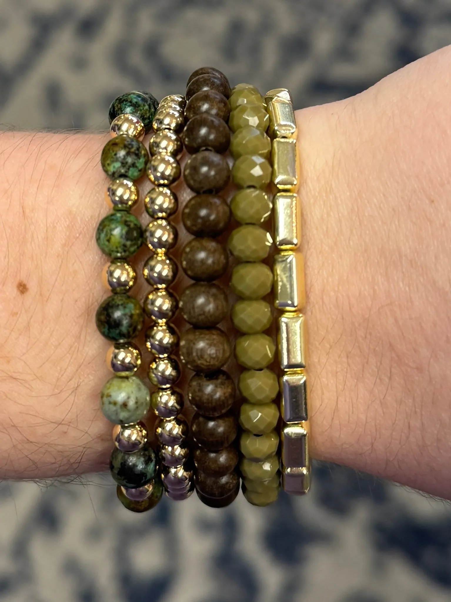 Olive Green Faceted Rondelle 6mm Bracelet