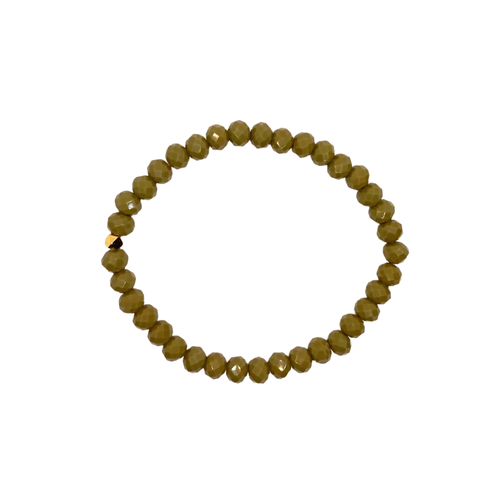 Olive Green Faceted Rondelle 6mm Bracelet