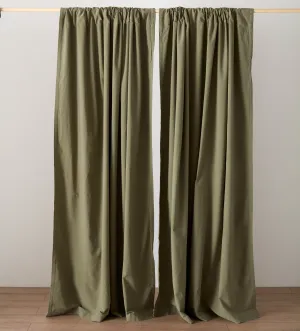 Olive Green Finn 100% Cotton Loop Top Curtain (Single)