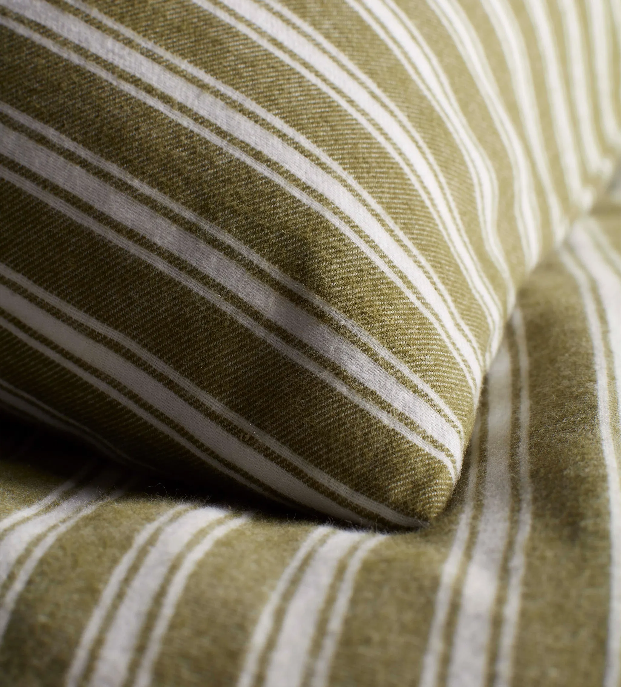 Olive Green Fred Stripe Brushed 100% Organic Cotton Bed Linen