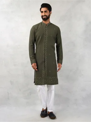 Olive Green Kurta Pajama | TULA