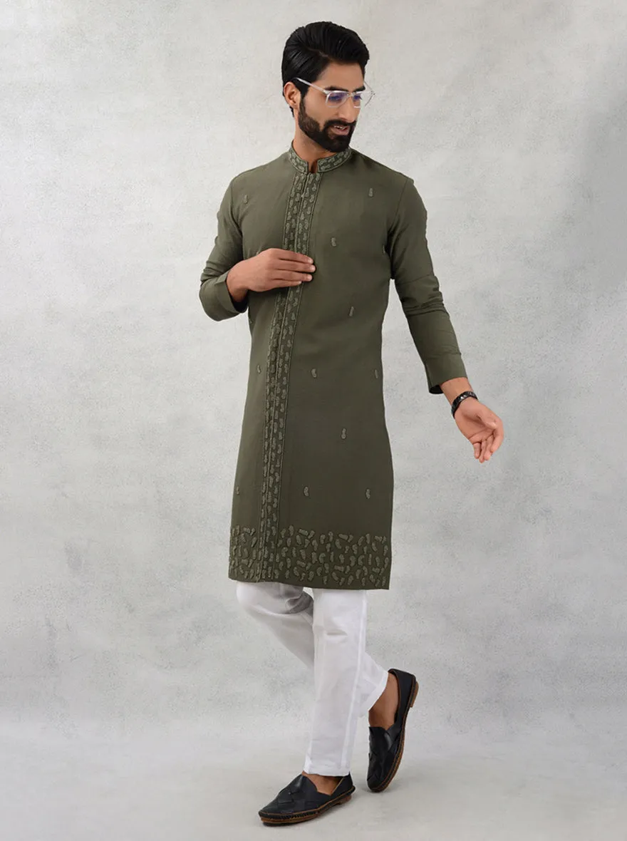 Olive Green Kurta Pajama | TULA