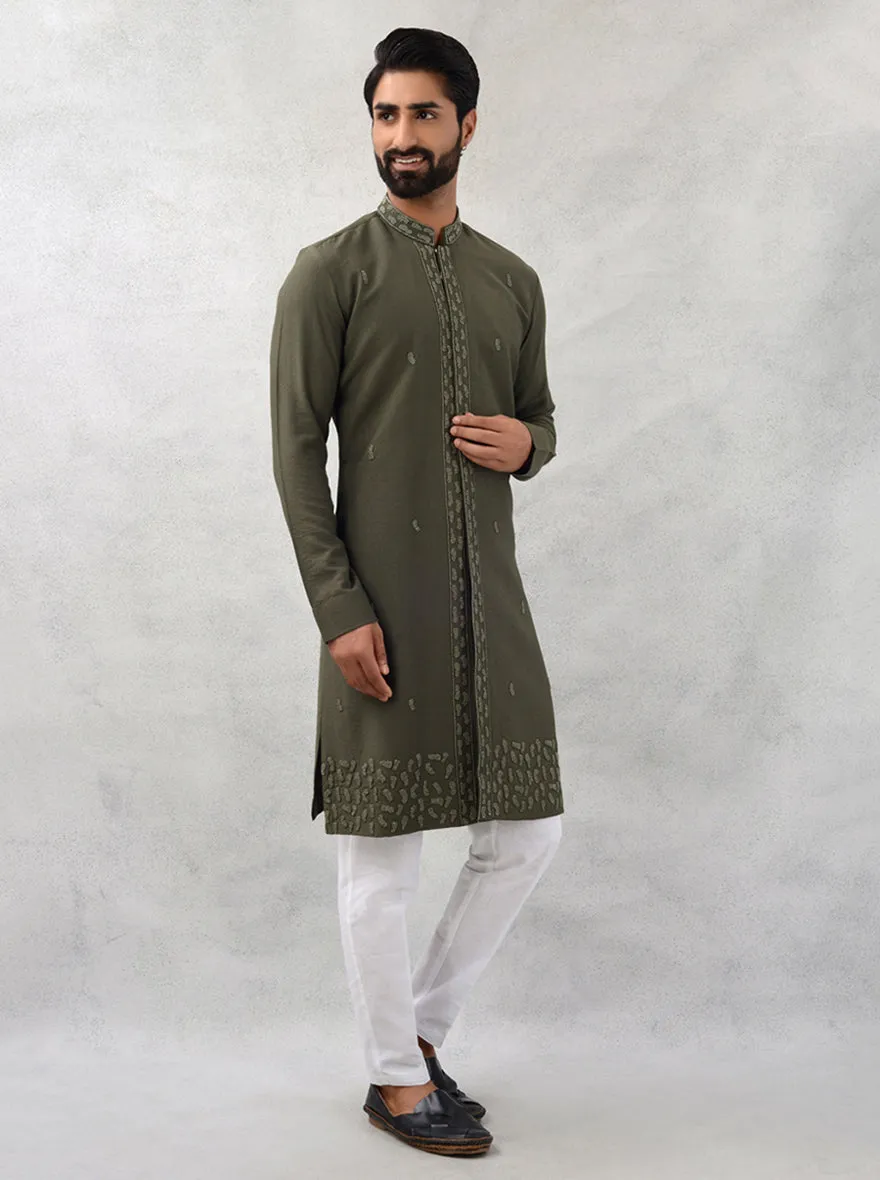 Olive Green Kurta Pajama | TULA