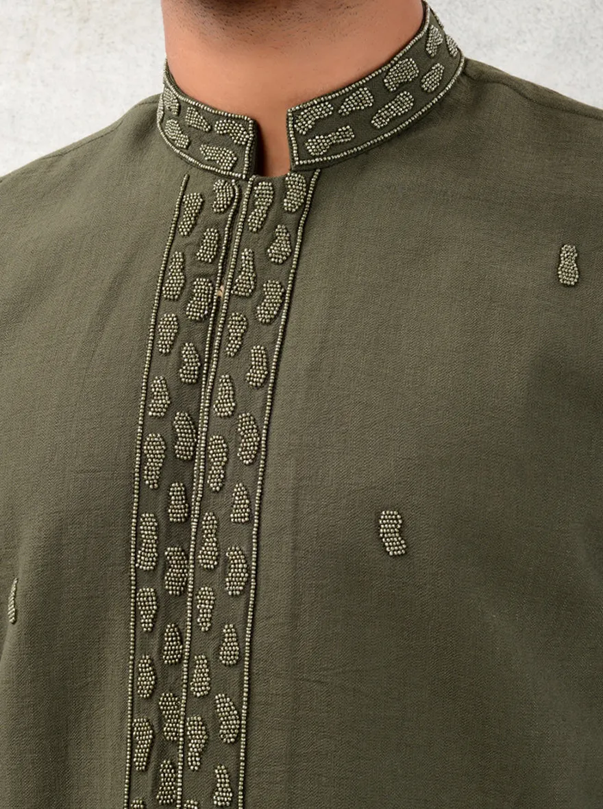 Olive Green Kurta Pajama | TULA