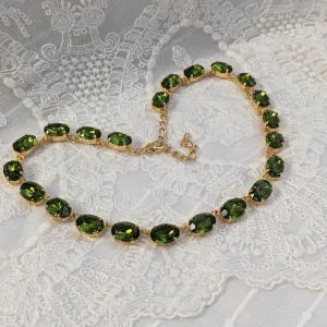 Olive Green Riviere Necklace - Medium Oval