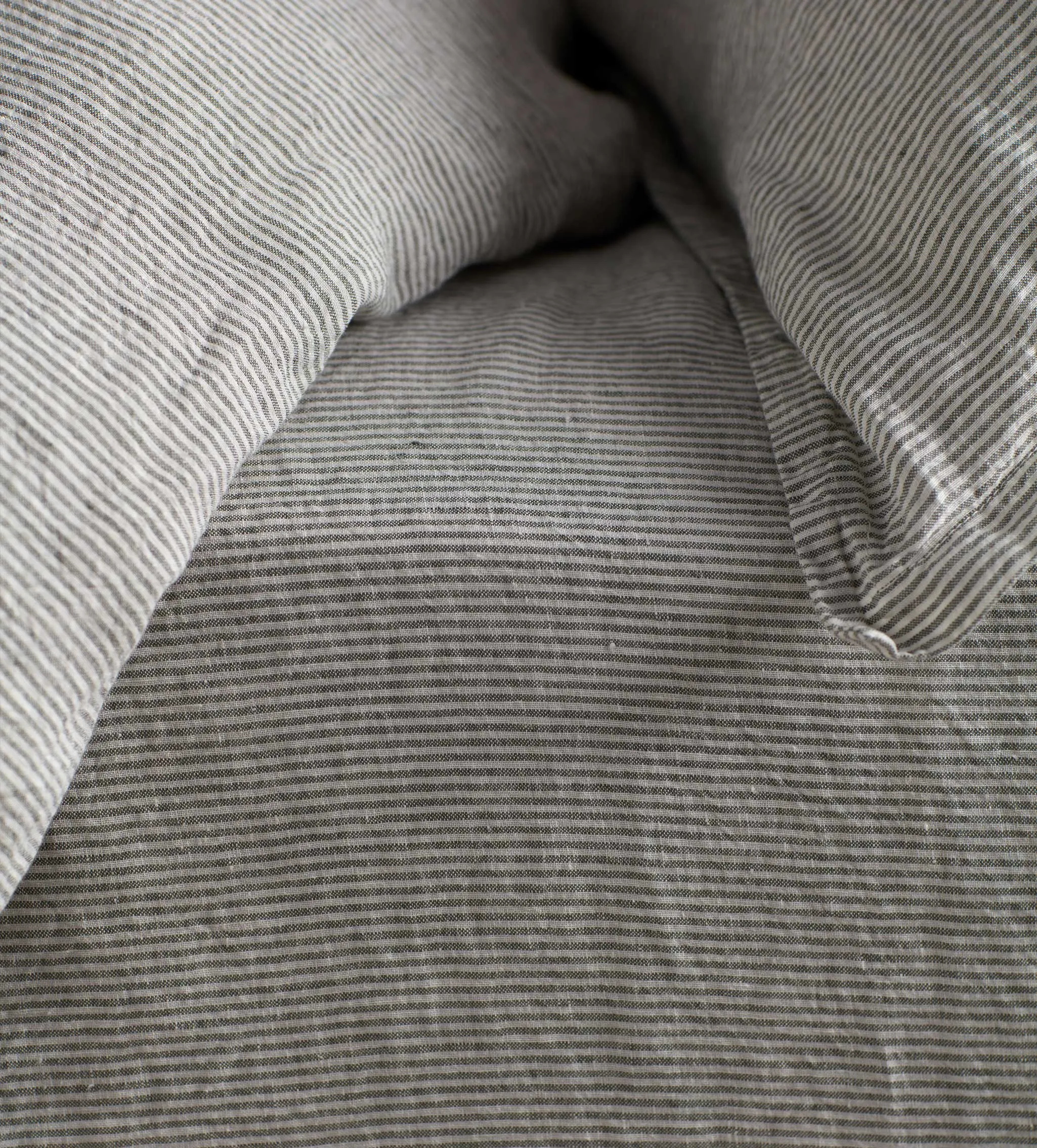 Olive Green Sid Stripe 100% Linen Bed Linen