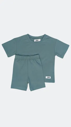 Olive Green T-Shirt and Biker Shorts Set