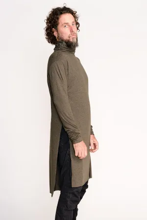 Olive Green Turtleneck Top for Men