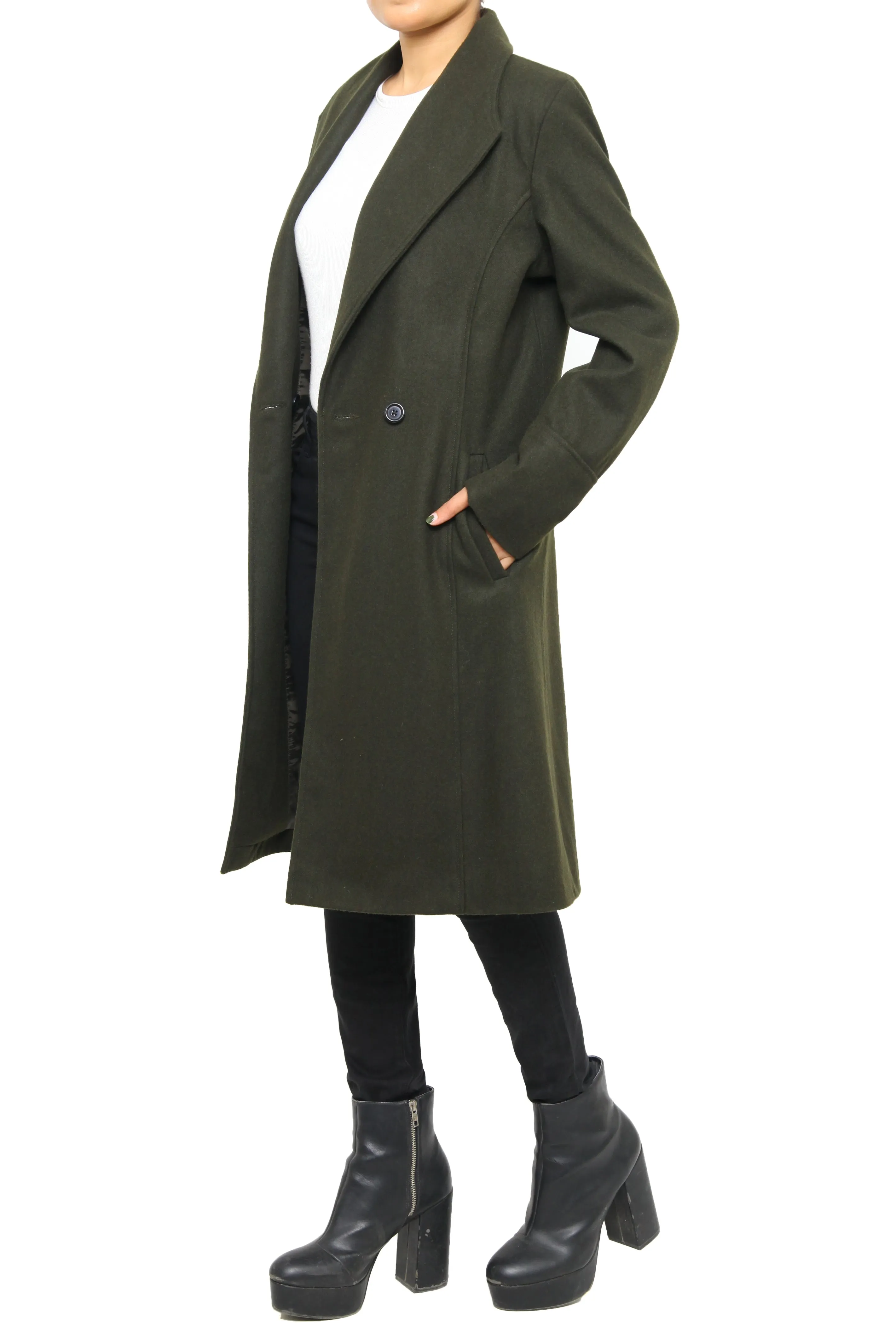 Olive-Green women’s Wool-Blend Coat