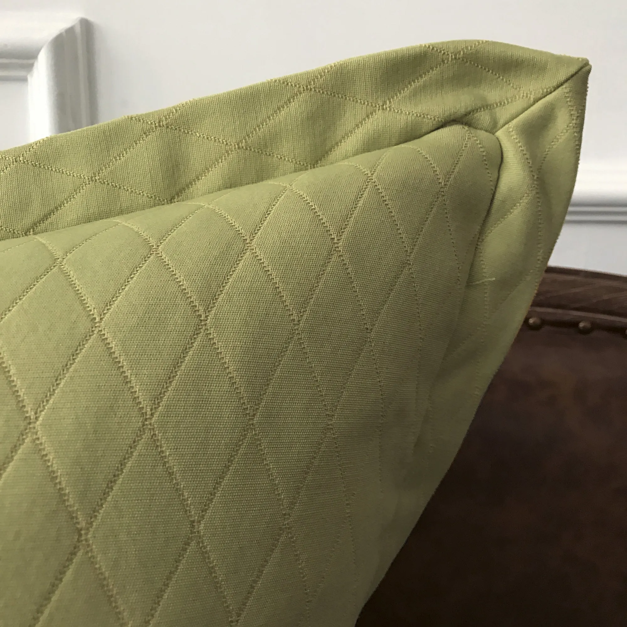 Olive Green Woven Geometric Euro Sham 26x26