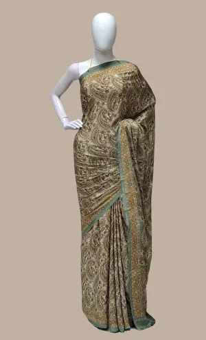 Olive Printed Sari