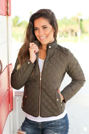 Olive Quilted Jacket