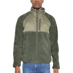 Olive Sherpa Zip-Up Jacket