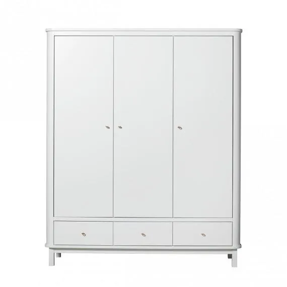 Oliver Furniture - Wood Wardrobe 3 Door in White