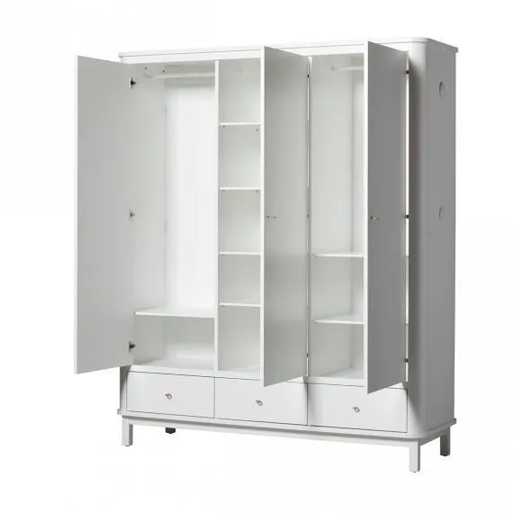 Oliver Furniture - Wood Wardrobe 3 Door in White