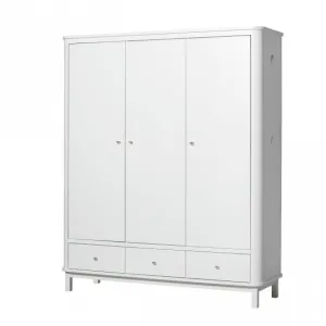 Oliver Furniture - Wood Wardrobe 3 Door in White