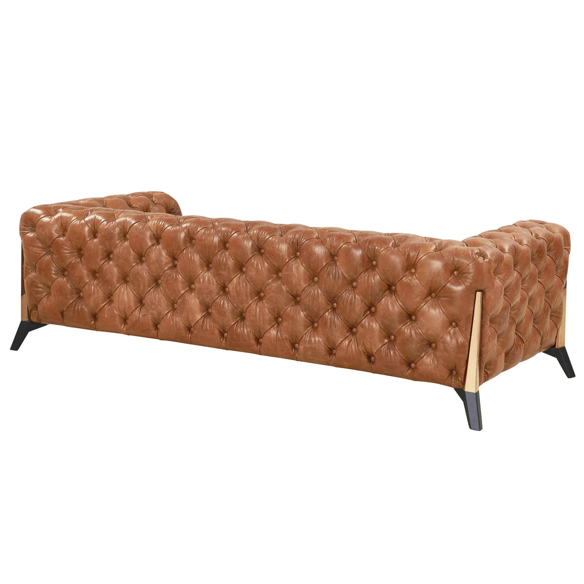 Olivia Contemporary Tufted Chesterfield Sofa - Light Brown Leather