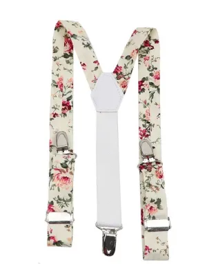 Olivia Cream Floral Adult Vintage Braces