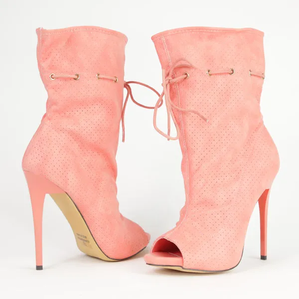 Olivia Mid Calf Bootie- Coral