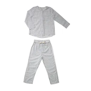 Olly Pyjamas Set - Y/D check: Blue wave/creme de la creme