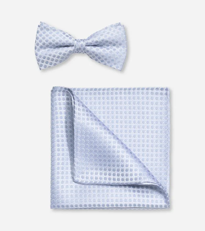 Olymp- Bow Tie/ Pocket Square Silk Pokadot Set, Smoke Blue