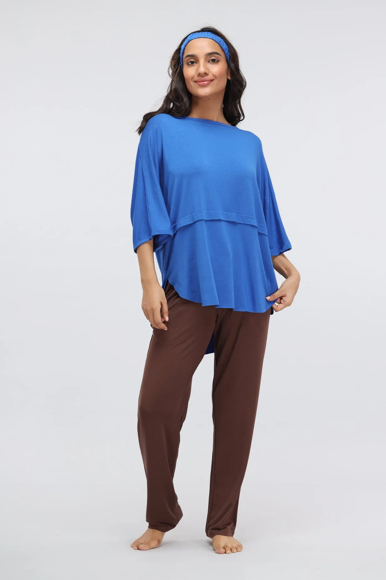 Olympian Blue Modal Oversized Lounge Top