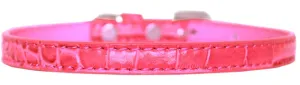 Omaha Plain Croc Dog Collar Bright Pink Size 10