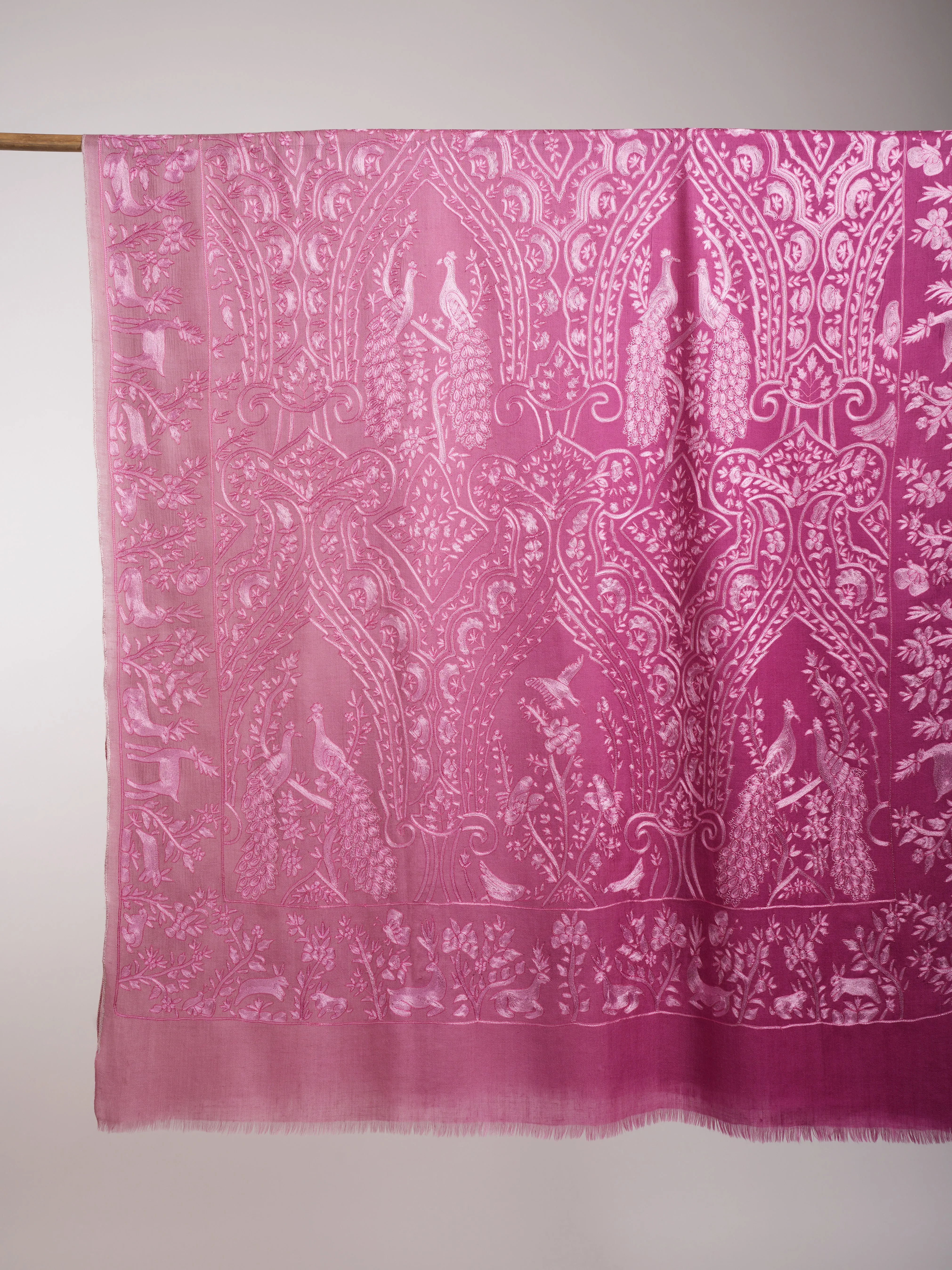 Ombre Hand Hook Embroidered Pashmina Shawl Beetroot Purple