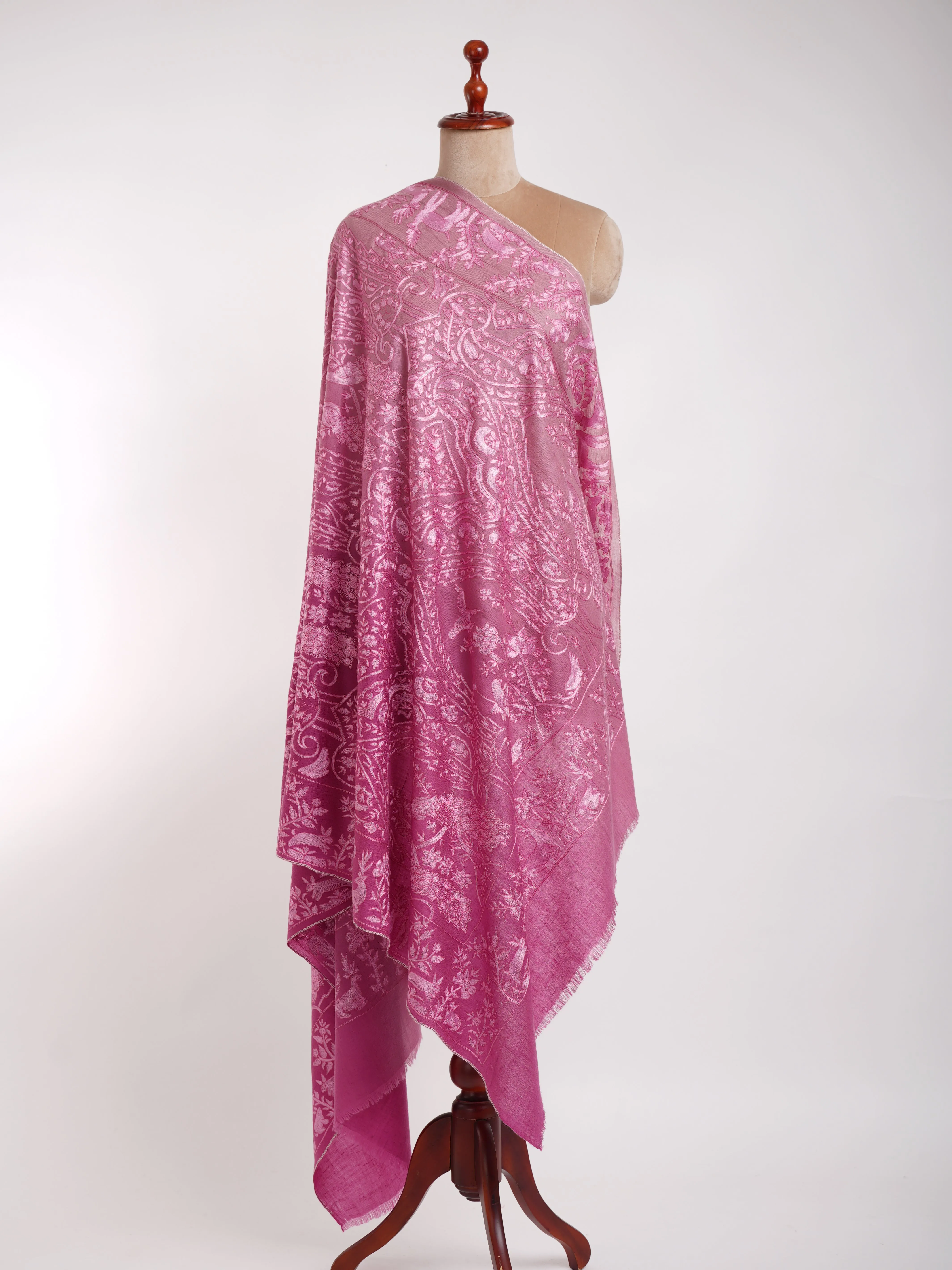 Ombre Hand Hook Embroidered Pashmina Shawl Beetroot Purple