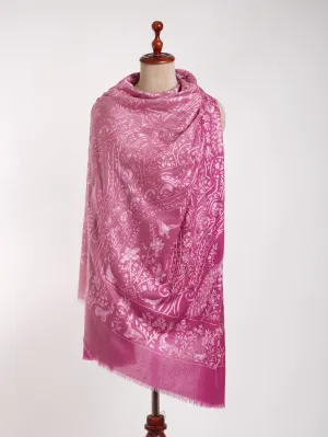 Ombre Hand Hook Embroidered Pashmina Shawl Beetroot Purple