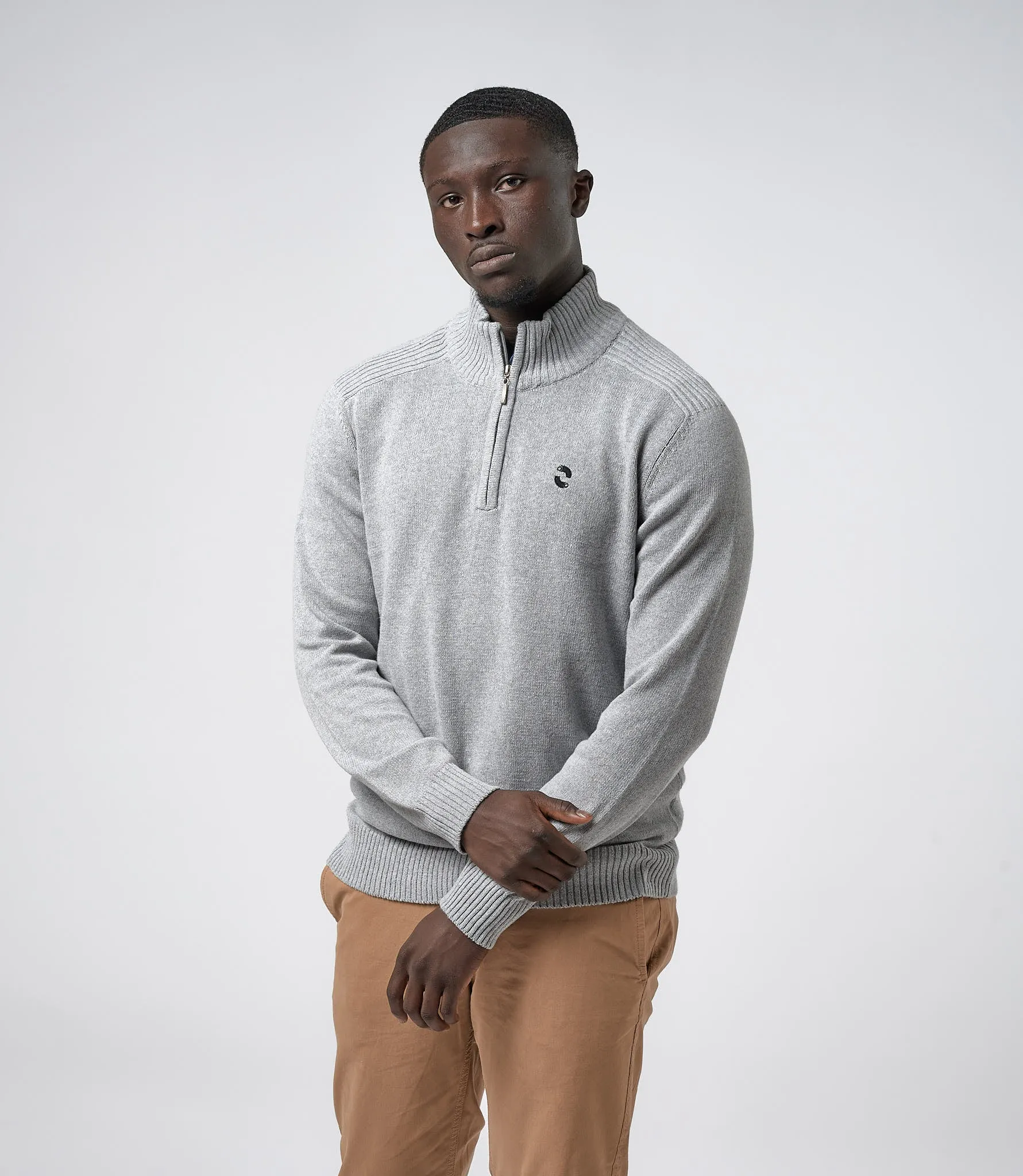 Omnitau Men's Prime Regenerated Cotton 1/4 Zip Mid Layer Fleece - Heather Grey