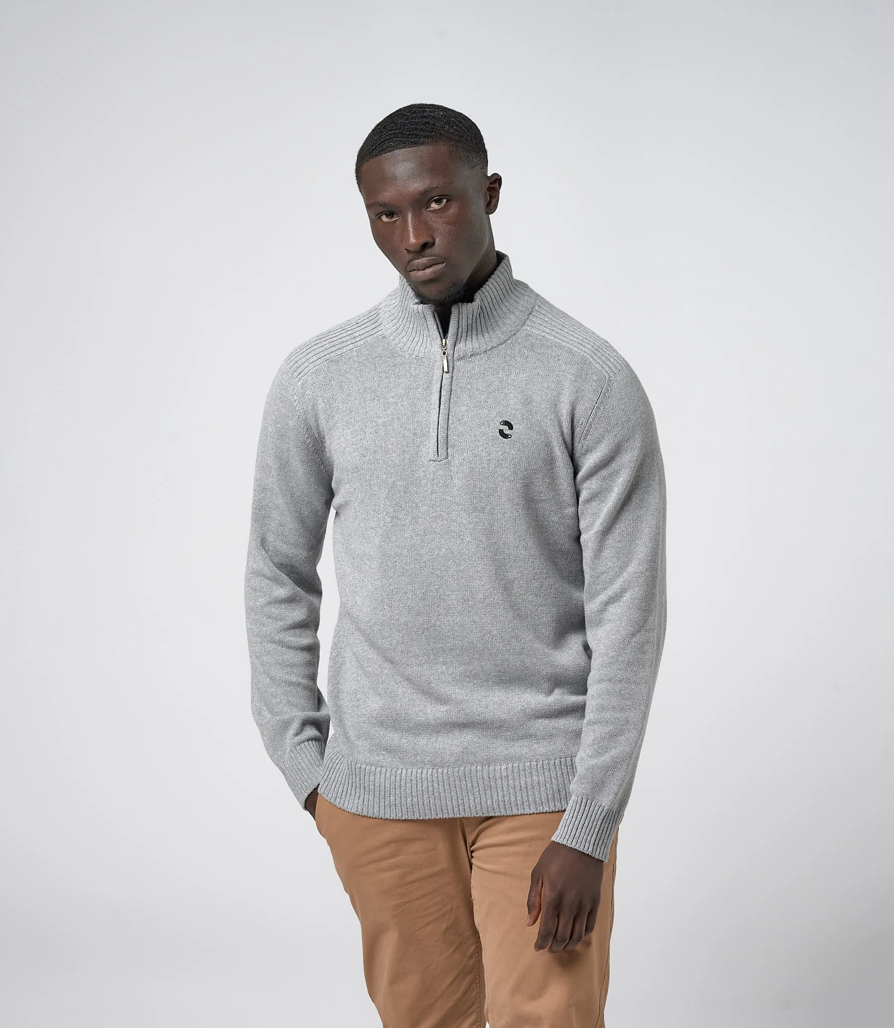 Omnitau Men's Prime Regenerated Cotton 1/4 Zip Mid Layer Fleece - Heather Grey