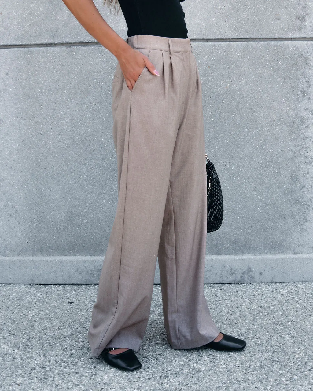 On Your Way Neutral Beige Pleated Trousers - FINAL SALE