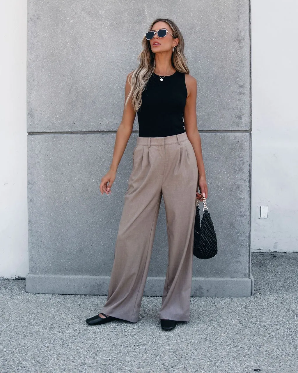 On Your Way Neutral Beige Pleated Trousers - FINAL SALE