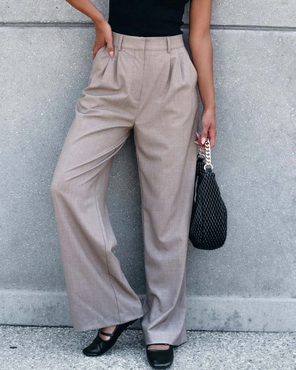 On Your Way Neutral Beige Pleated Trousers - FINAL SALE