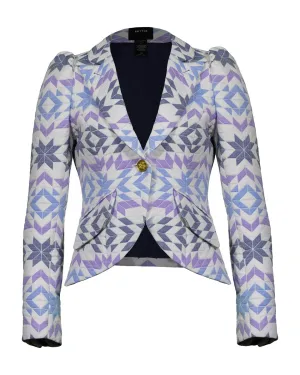 One Button Lilac Quilt Blazer