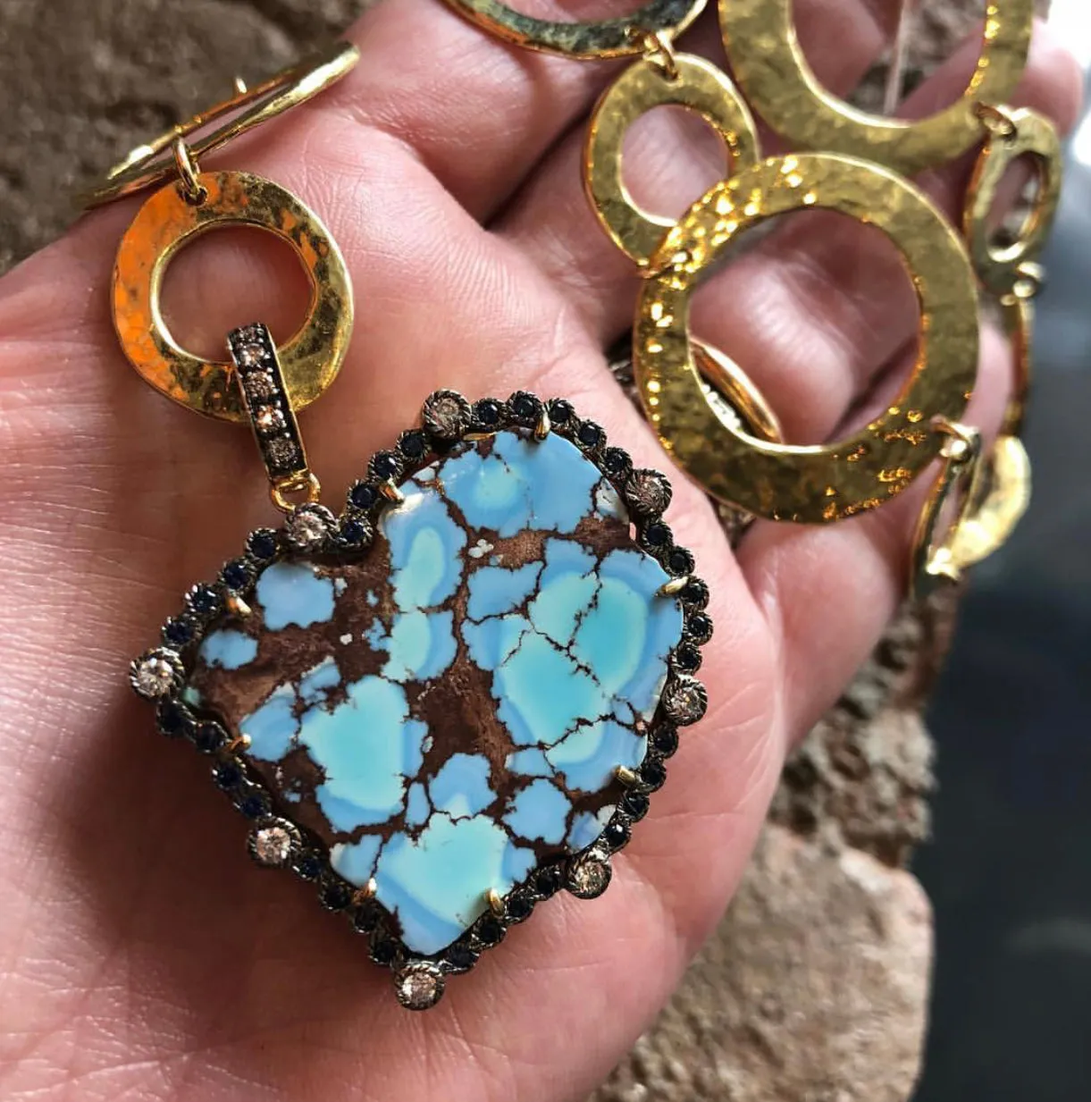 One-of-a-Kind Heart-Shaped Turquoise Heaven   Earth Charm