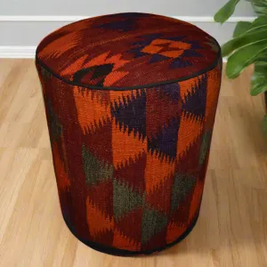 One of a Kind Kilim Rug Pouf Ottoman foot stool - #117