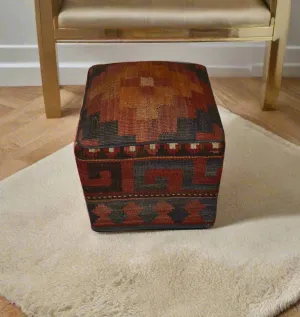 One of a Kind Kilim Rug Pouf Ottoman foot stool - #177