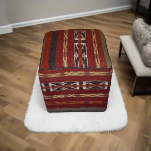 One of a Kind Kilim Rug Pouf Ottoman foot stool - #181