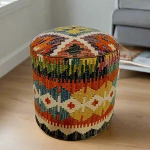 One of a Kind Kilim Rug Pouf Ottoman foot stool #26A