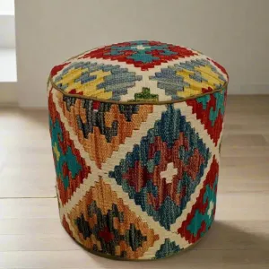 One of a Kind Kilim Rug Pouf Ottoman foot stool #58A