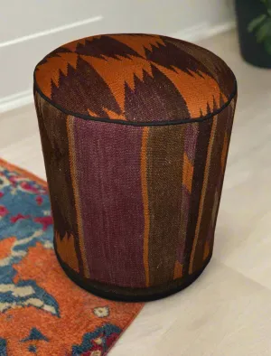 One of a Kind Kilim Rug Pouf Ottoman foot stool - #66