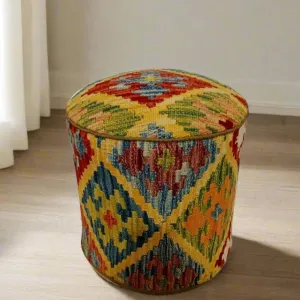 One of a Kind Kilim Rug Pouf Ottoman foot stool #67A